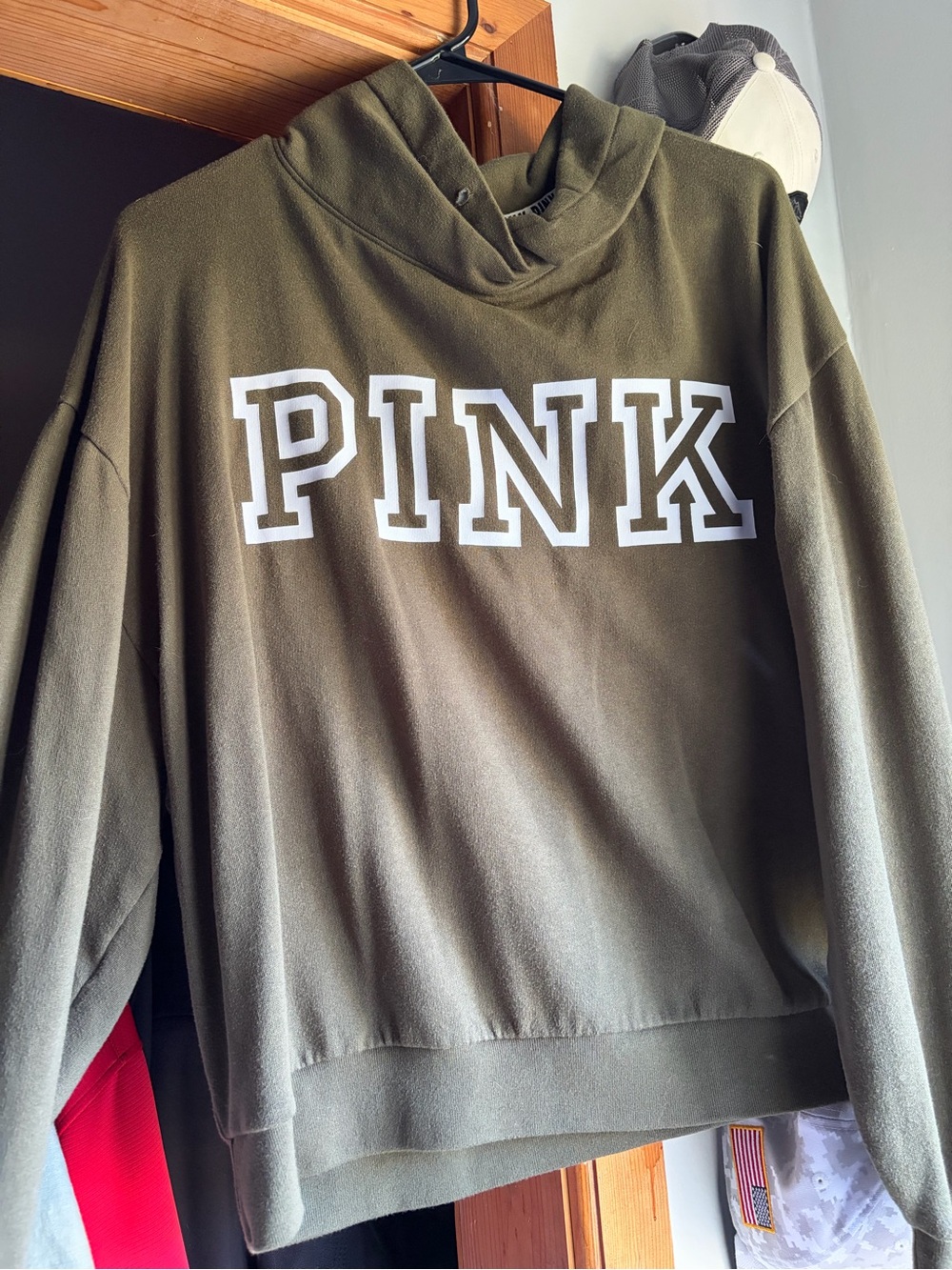 Victoria's Secret PINK Olive Green Pullover Hoodie Sweater